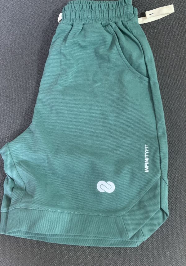 Shorts da Crossfit Uomo, Verde, cotone felpato CrossFit per tutti