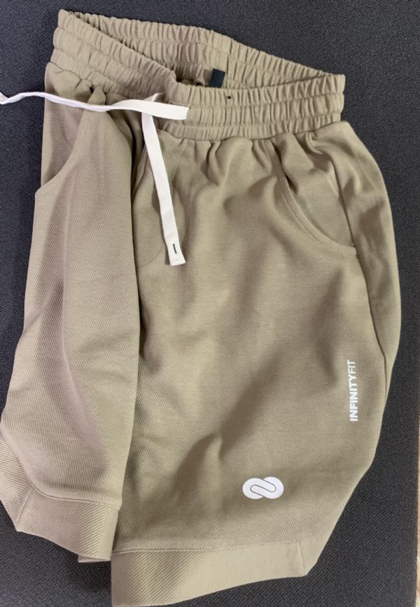 Shorts da Crossfit Uomo, Sabbia, cotone felpato CrossFit per tutti